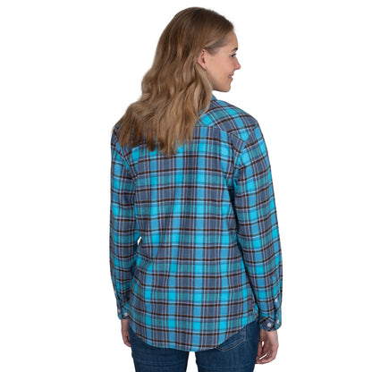 Just Country Women's Brooke Flannel Long Sleeve Shirt - Sky Blue/ Grey/Chocolate