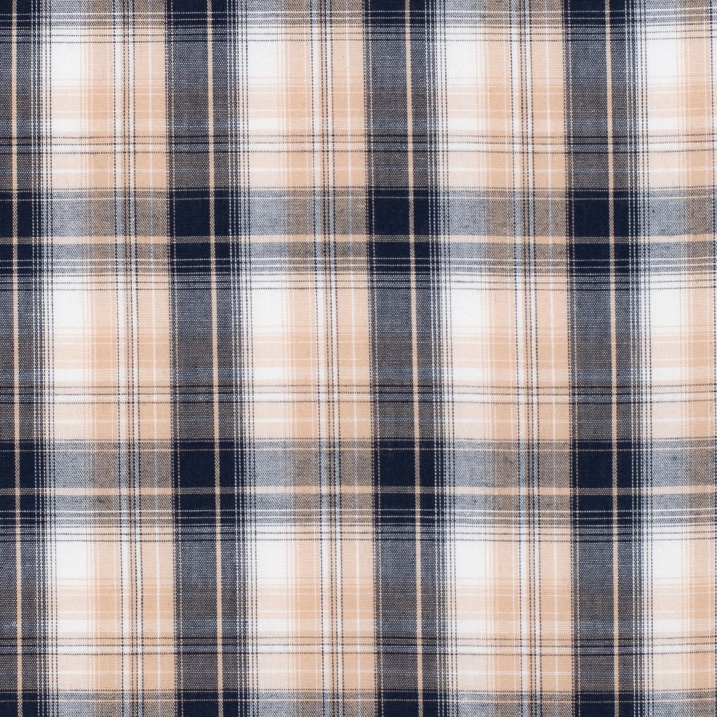 Just Country Men's Austin Full Button Workshirt - Tan, Navy & White Plaid