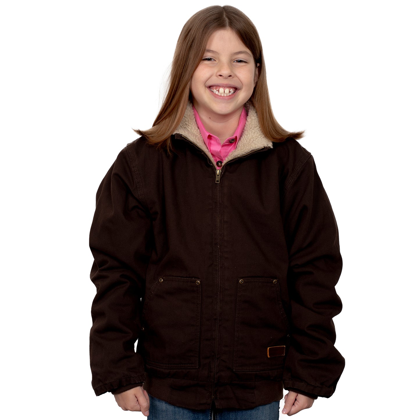 Just Country Kids- Junior Diamantina Sherpa Jacket - Chocolate