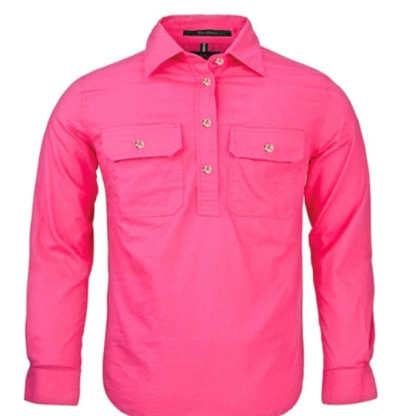 PILBARA KIDS 1/2 BUTTON L/S SHIRT