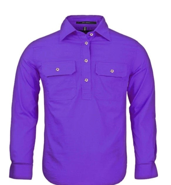 PILBARA KIDS 1/2 BUTTON L/S SHIRT