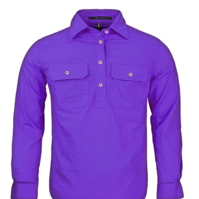 PILBARA KIDS 1/2 BUTTON L/S SHIRT
