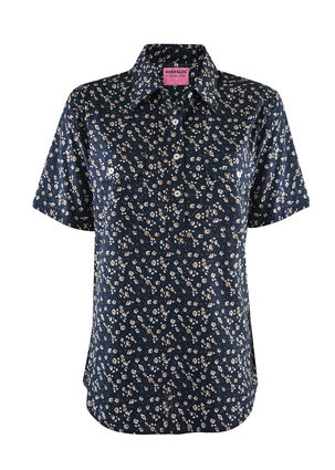 HARD SLOG WMNS HALF PLACKET S/S SHIRT NAVY