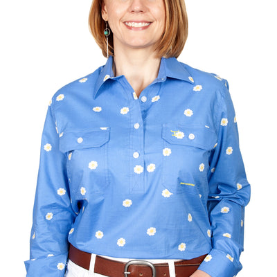 JUST COUNTRY WMNS GEORGIE HALF BUTTON CORNFLOWERE PRIMROSE PRINT