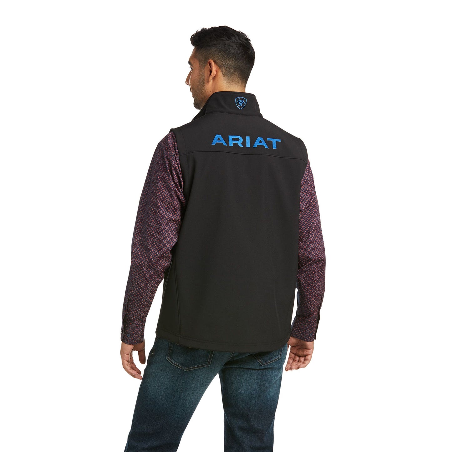 ARIAT MENS LOGO 2.0 SOFTSHELL VEST BLACK/COBALT
