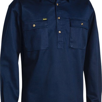 BISLEY L/S COTTON 1/2 BUTTON