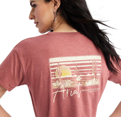 ARIAT WMNS SUNSET LOCKUP SS TEE RED CLAY HEATHER