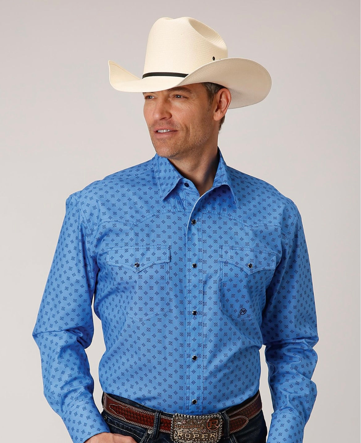 ROPER MENS AMARILLO L/S SHIRT BLUE
